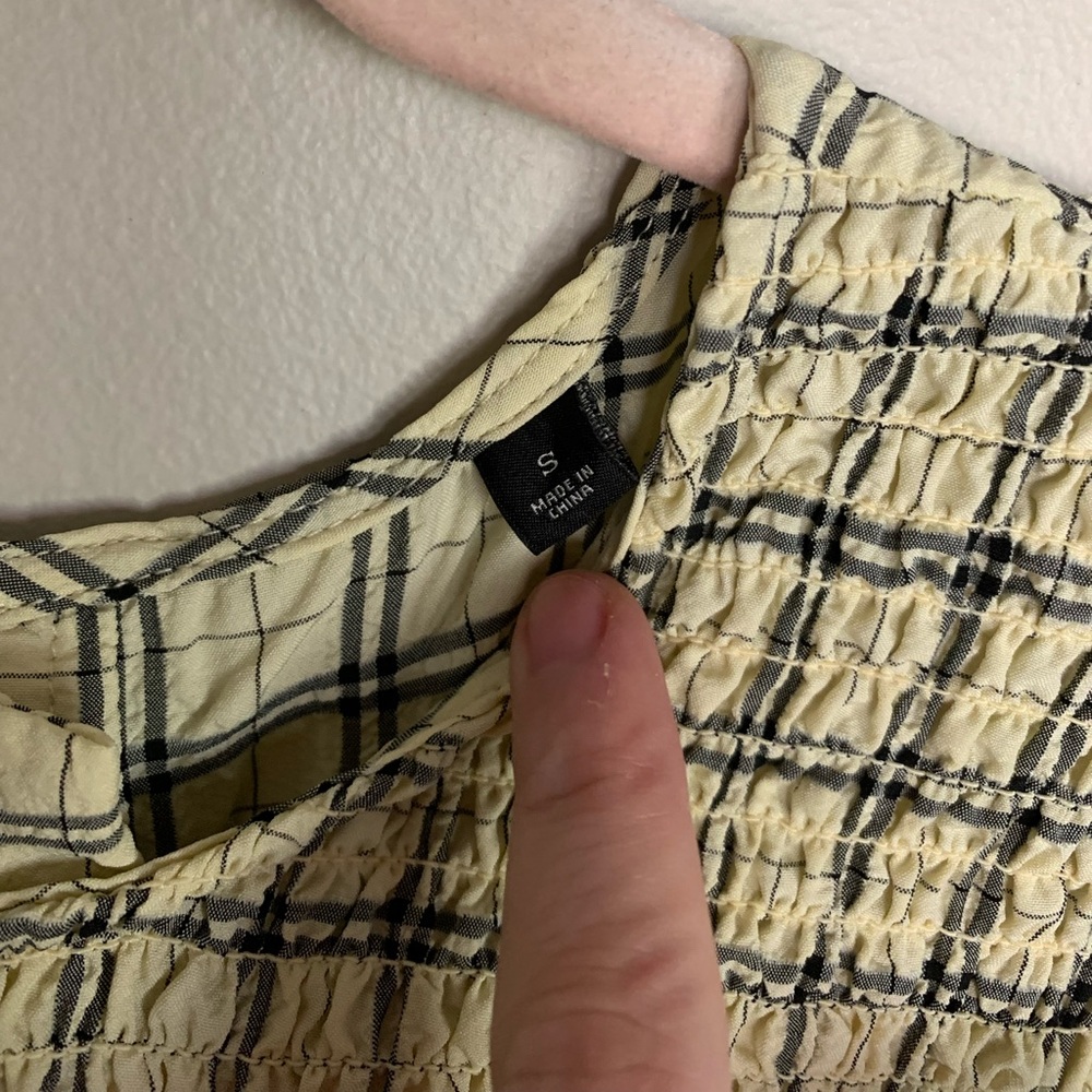 SOLD__Scotch & Soda | Smocked Tie-back Blouse Neutral Motif S - Picture 9 of 11